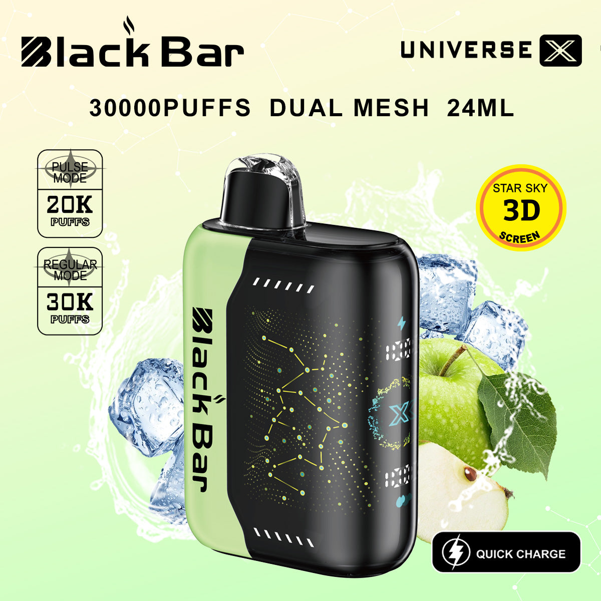 VAPEAZE UNIVERSE Pulse 20K Puffs Regular 30K Puffs Dual Mesh Coil Dual Core 24 mL Quick Charge World's first 3D curved screen airflow adjustable