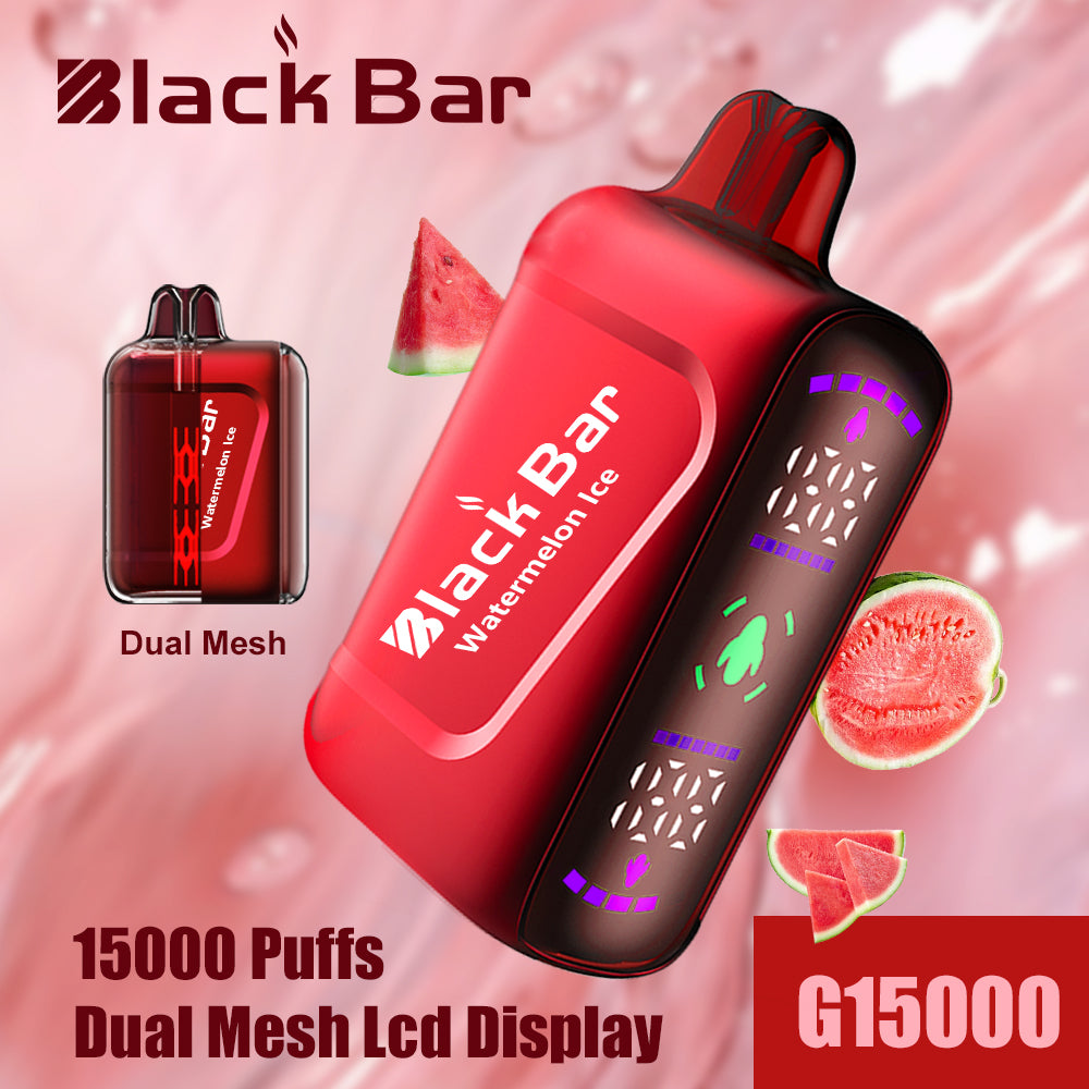 Black Bar Exclusive Customization Refillable Dual Mesh Geek Vape LCD 15000 Puffs E-Cigarette