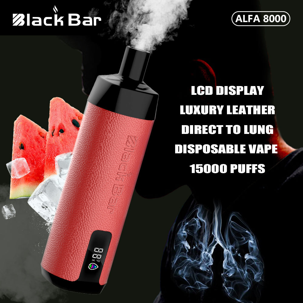 ALFA 8000 LCD DISPLAY Luxury Leather  Direct to Lung Disposable Vape 1500 Pus