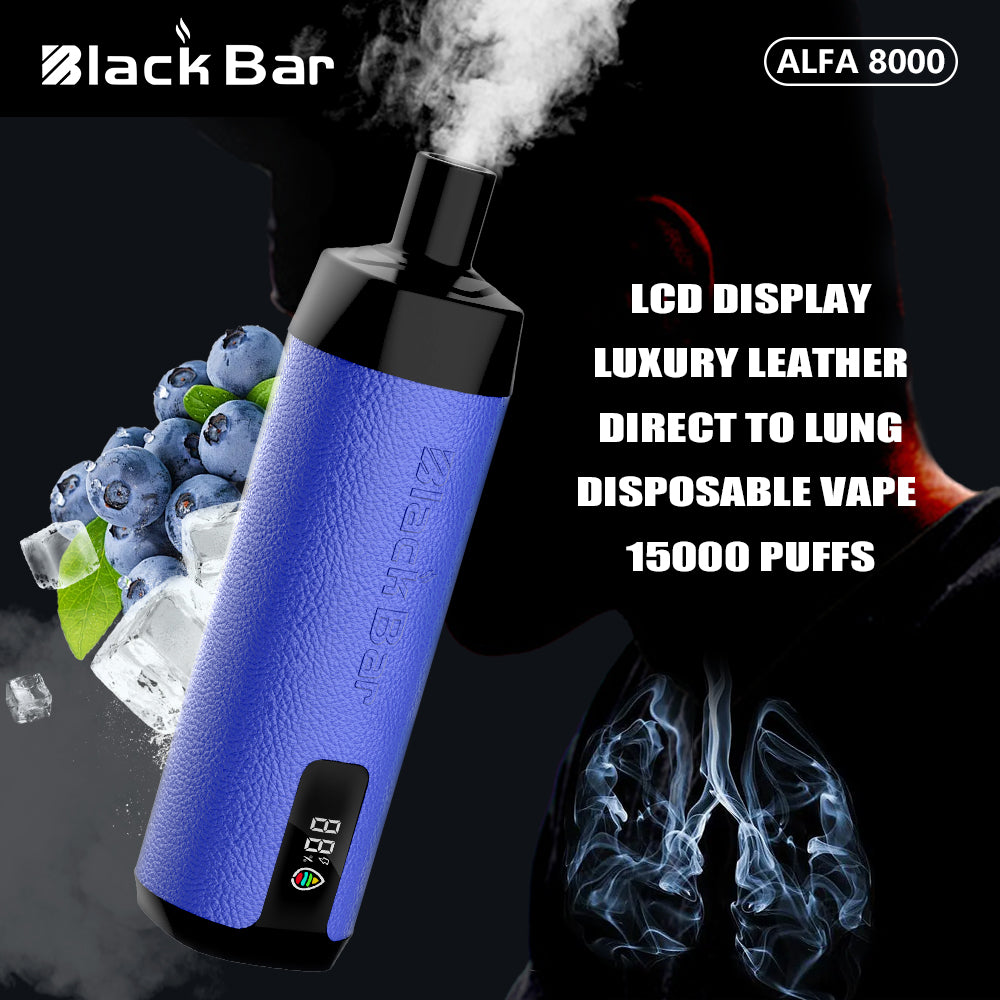 ALFA 8000 LCD DISPLAY Luxury Leather  Direct to Lung Disposable Vape 1500 Pus